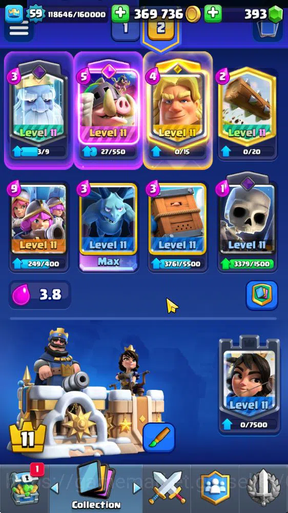 Clash Royale Accounts Midgame Lv 59|Trophy 11976|KTL 11|Limited Skin|Card 121| 3 Hero 12 EVO 8 Champ 21 Legendary 33 Epic 30 4