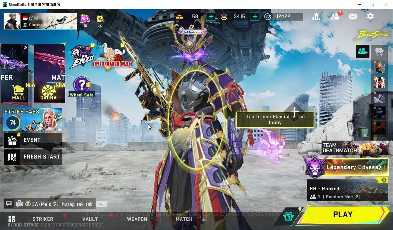 Blood Strike Accounts Collab Skin ASIA|Eternal Zero,AUG-Empyrean+Melee LightBlade|Collab EnZO-Kraken,TOKREV JACK,FN2000,7DS 1
