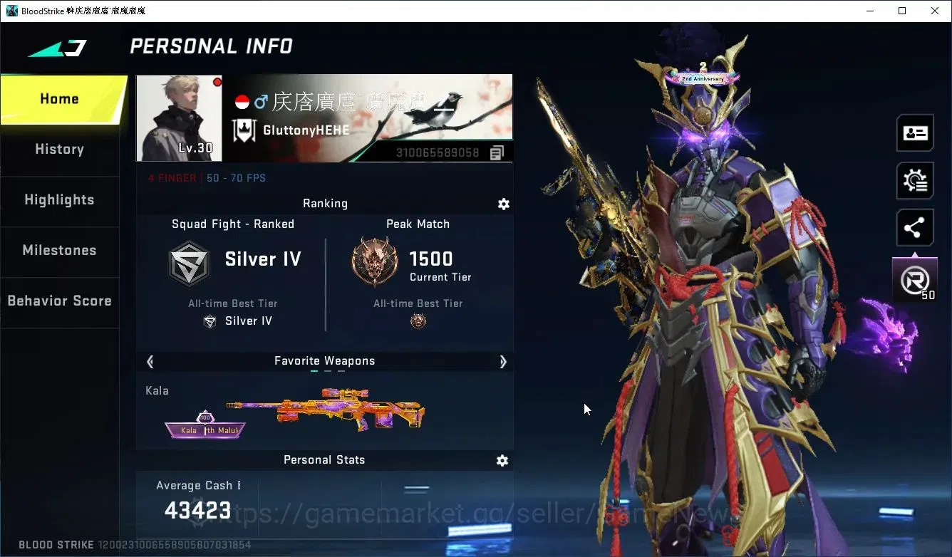 Blood Strike Accounts Collab Skin ASIA|Eternal Zero,AUG-Empyrean+Melee LightBlade|Collab EnZO-Kraken,TOKREV JACK,FN2000,7DS 2