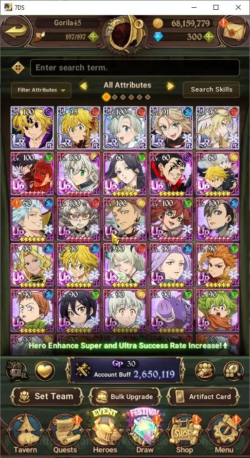 The Seven Deadly Sins: Grand Cross Accounts Others ASIA|2.65M Power|300 Diamod|5LR+10 UR(Nemesis 1