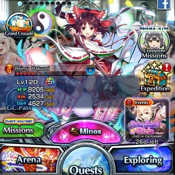 Grand Summoners Accounts End-Game Global|Rank 110|6 SP.Art|21 Ascend 14 TW (H Inumuta,S Miyu,Touma K,Reimu H Etc)+TW UP