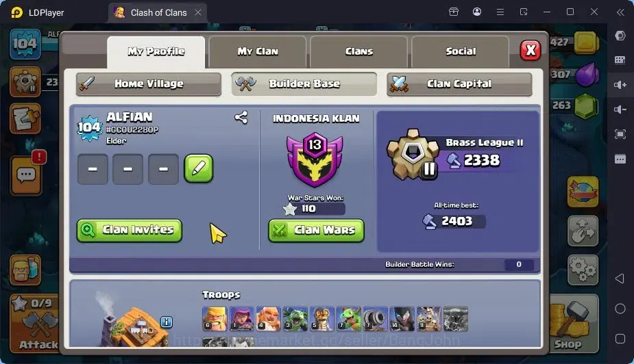 Clash of Clans Accounts High-End Global |TH 15-BH 7|LVL104|BK65,AQ66,MP34,GW40,RC4|BM7|2 Legend skin & 1 Gold|Gem 14