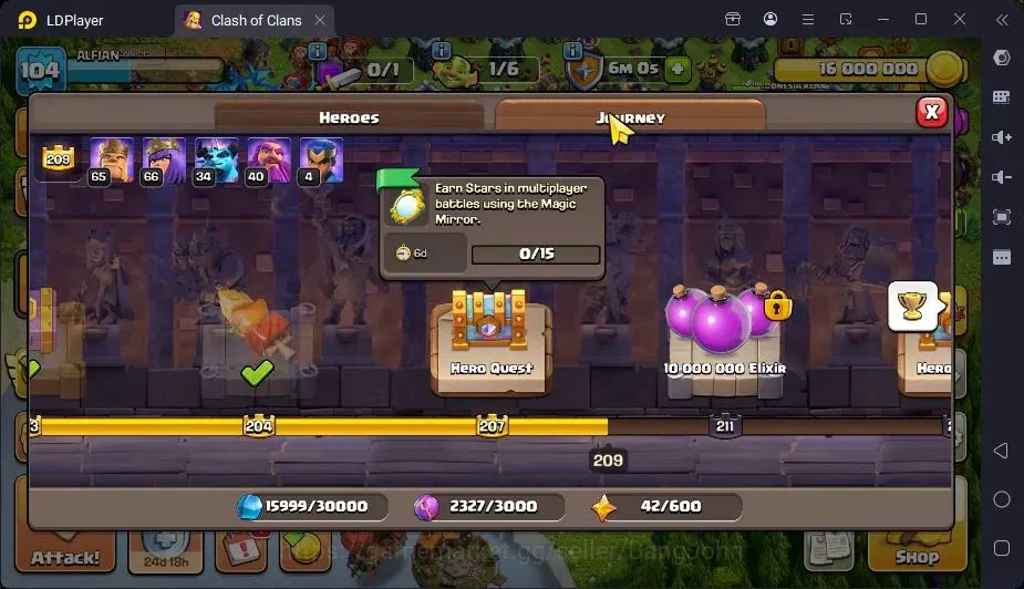 Clash of Clans Accounts High-End Global |TH 15-BH 7|LVL104|BK65,AQ66,MP34,GW40,RC4|BM7|2 Legend skin & 1 Gold|Gem 9