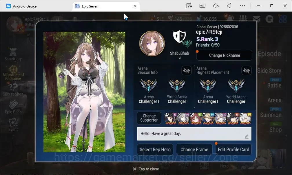 Epic Seven Accounts High-End Global unver|19ML(Miseria,D,dieneLOTScales,Straze,Zio,Harsett,Etc.)|PoH+Bless ON|SS 1