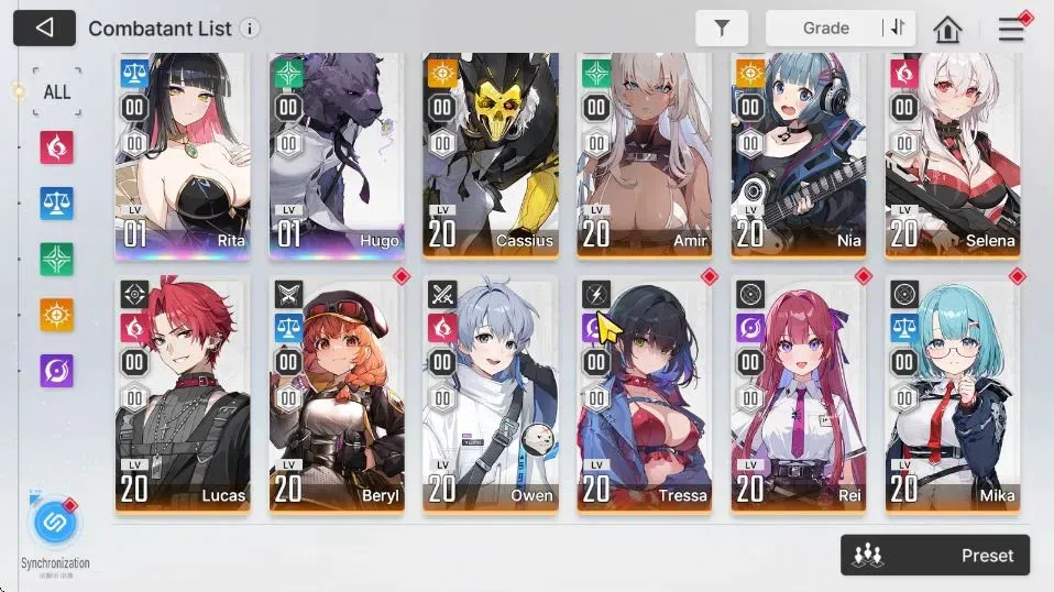 Chaos Zero Nightmare Accounts GLOBAL Lv 36|8 SSR [Rita,Thipera,Narja+Sign,Mei Lin,Veronica,Hugo,Etc]|10 SR [BerylM2,NiaM4]|2 4