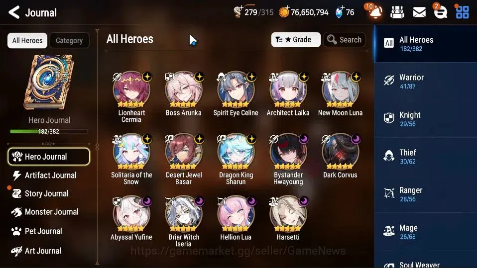 Epic Seven Accounts High-End GLOBAL UnVerif|New Era|14 ML(B Arunka,Harsetti,SE Celine,NM Luna,BW 6