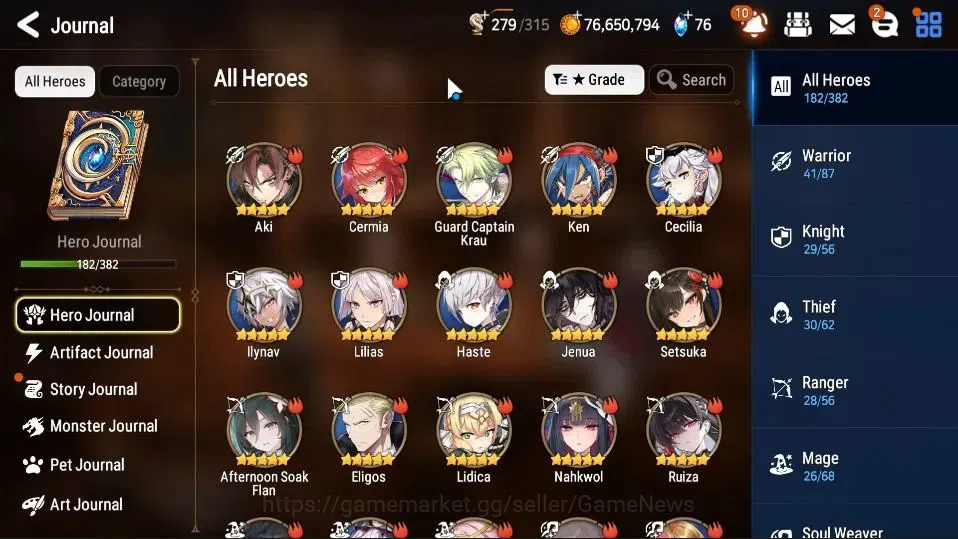 Epic Seven Accounts High-End GLOBAL UnVerif|New Era|14 ML(B Arunka,Harsetti,SE Celine,NM Luna,BW 7