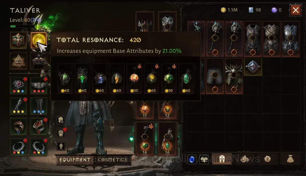 Diablo Immortal Accounts SA-Oza|CS ON|Lv60(776)|Druid|CR 41K|Reso 420|Parag image 4