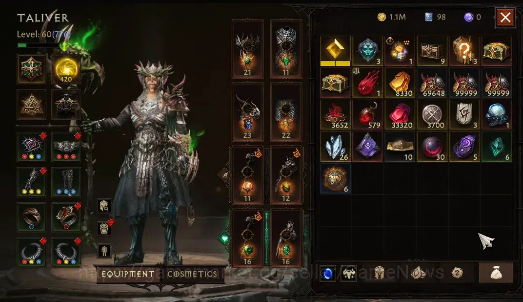 Diablo Immortal Accounts SA-Oza|CS ON|Lv60(776)|Druid|CR 41K|Reso 420|Parag image 7
