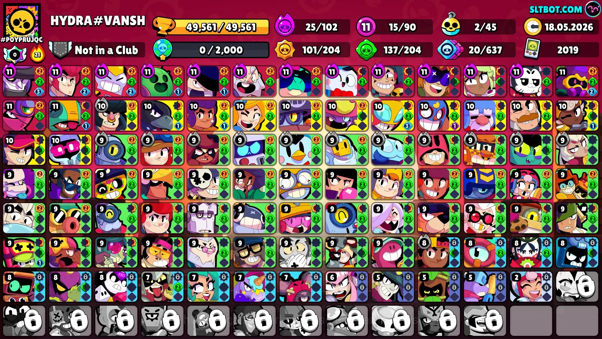 Brawl Stars Accounts 49561 Trophy|90 Brawlers 15 Max Lvl|UL Kaze|18 Pre image 1