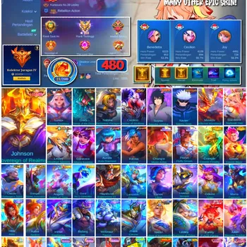 Mobile Legends: Bang Bang Accounts #4396 480 Skins | Johnson Sovereign of Realms (LEGEND) | Lunox Divine Goddess (LEGEND