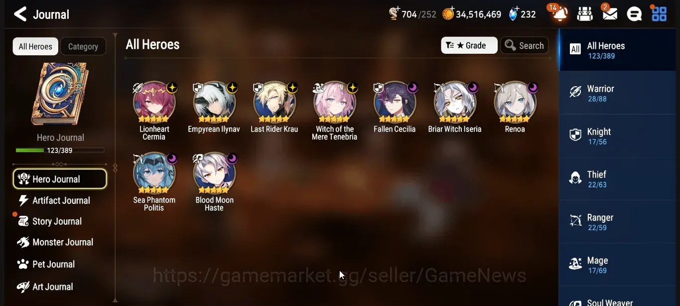 Epic Seven Accounts High-End Global UnVerif|9 ML(WotM Tenebria,BW Iseria,Renoa,Fallen Cecilia etc)+Estelle,Vildred,A 1