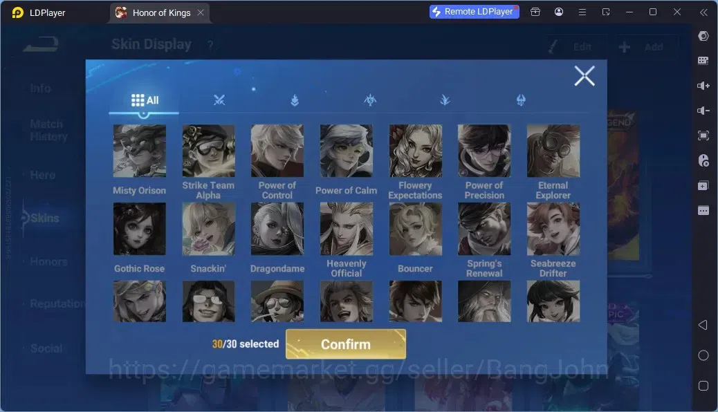 Honor of Kings Accounts Rare Skin Global |112H 95S| 3 Legend | Gm Gan&Mo | 1 AOT| 1 LOM | 15 Epic | 3 Event Exclusive | 1 10