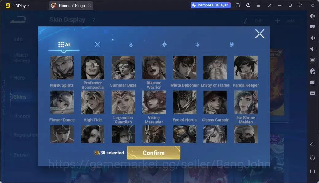 Honor of Kings Accounts Rare Skin Global |112H 95S| 3 Legend | Gm Gan&Mo | 1 AOT| 1 LOM | 15 Epic | 3 Event Exclusive | 1 11