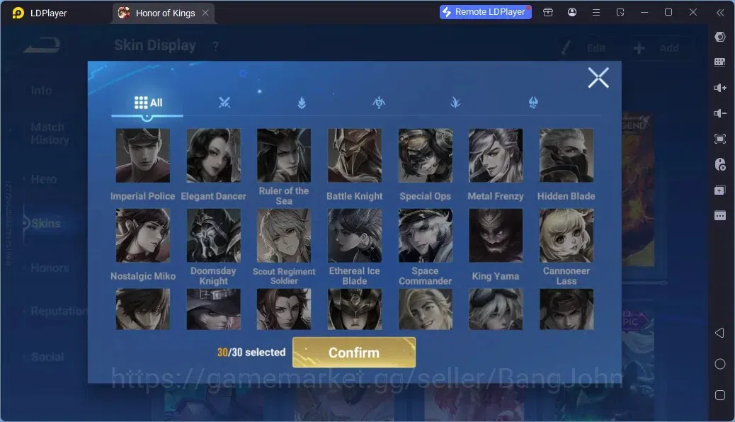 Honor of Kings Accounts Rare Skin Global |112H 95S| 3 Legend | Gm Gan&Mo | 1 AOT| 1 LOM | 15 Epic | 3 Event Exclusive | 1 12