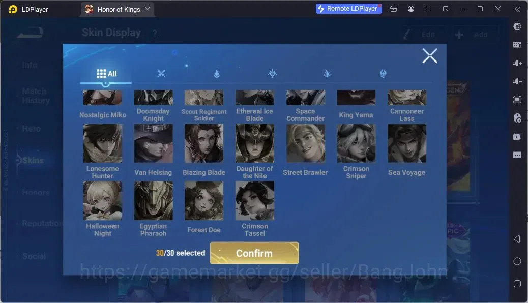 Honor of Kings Accounts Rare Skin Global |112H 95S| 3 Legend | Gm Gan&Mo | 1 AOT| 1 LOM | 15 Epic | 3 Event Exclusive | 1 13