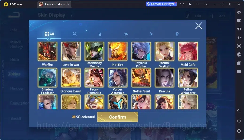 Honor of Kings Accounts Rare Skin Global |112H 95S| 3 Legend | Gm Gan&Mo | 1 AOT| 1 LOM | 15 Epic | 3 Event Exclusive | 1 7