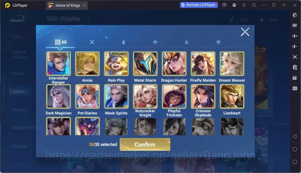 Honor of Kings Accounts Rare Skin Global |112H 95S| 3 Legend | Gm Gan&Mo | 1 AOT| 1 LOM | 15 Epic | 3 Event Exclusive | 1 8