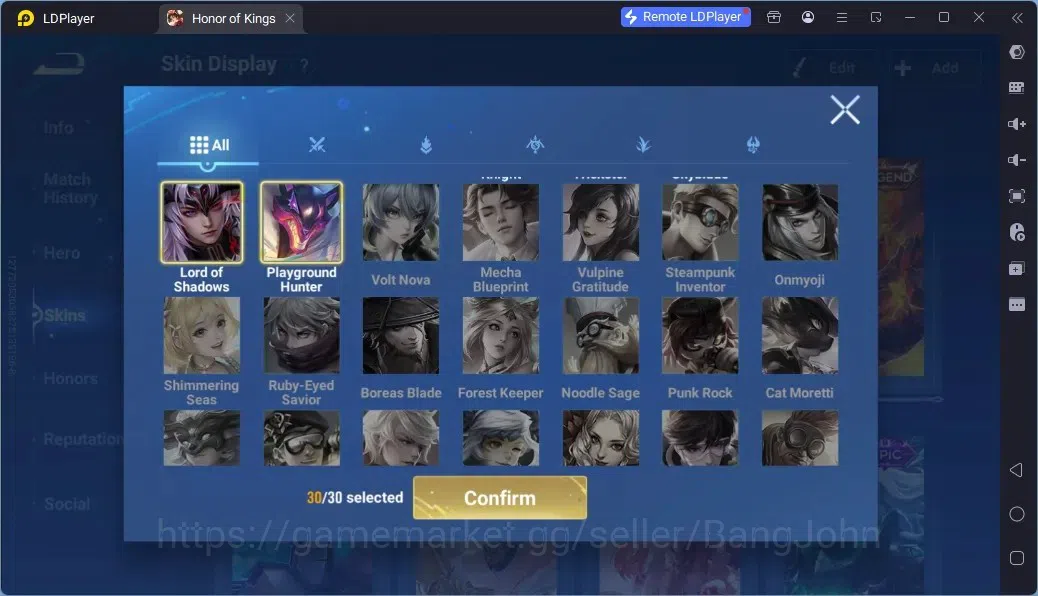 Honor of Kings Accounts Rare Skin Global |112H 95S| 3 Legend | Gm Gan&Mo | 1 AOT| 1 LOM | 15 Epic | 3 Event Exclusive | 1 9
