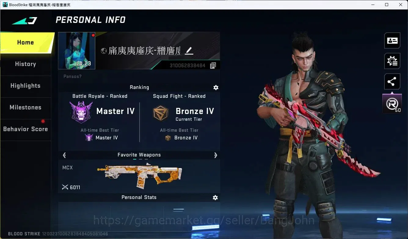Blood Strike Accounts ASIA COLLAB=KAR98K,AK47,KAG-6,MCX,QBZ95|ULTRA=MCX| image 2