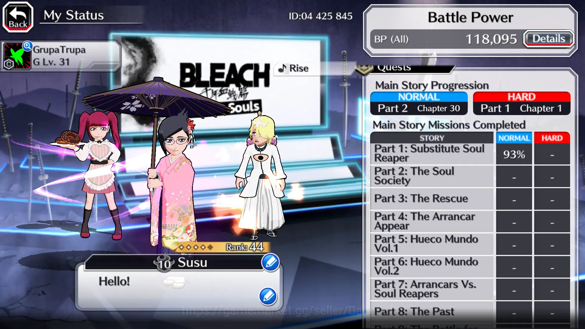 Bleach: Brave Souls Accounts Starter GLOBAL]11K Orb+Fresh All 4