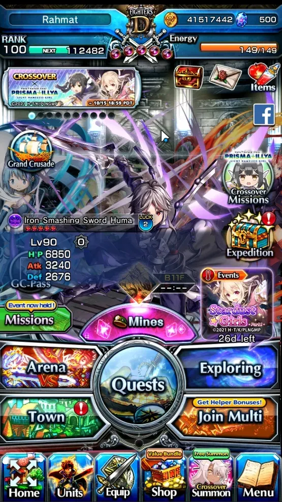 Grand Summoners Accounts End-Game Global|Rank 100|500 Crystal|25 Ascend 18 TW (UP Roy,S Miyu,S Miki,S Emiya,LM Isliid,DLS 1