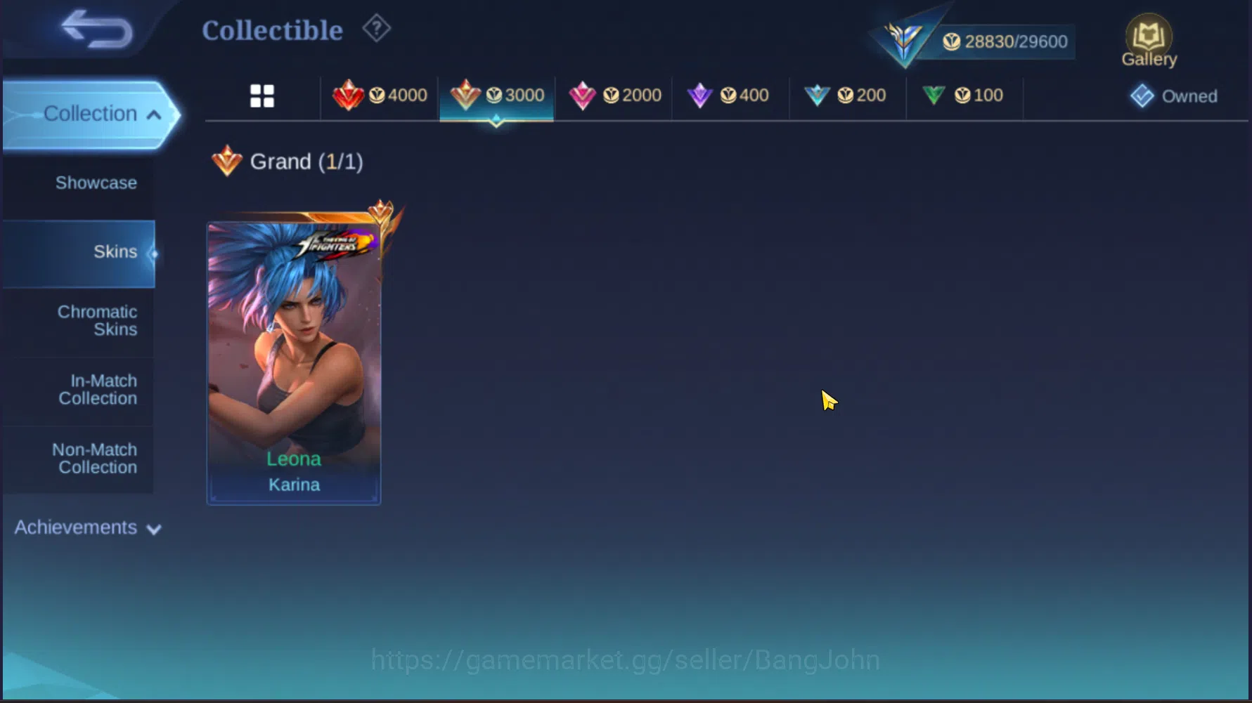 Mobile Legends: Bang Bang Accounts Others "Hero 105 | Skin 143 | Emblem All max | KOF Karina | LuckyBox Saber | Epic 5
