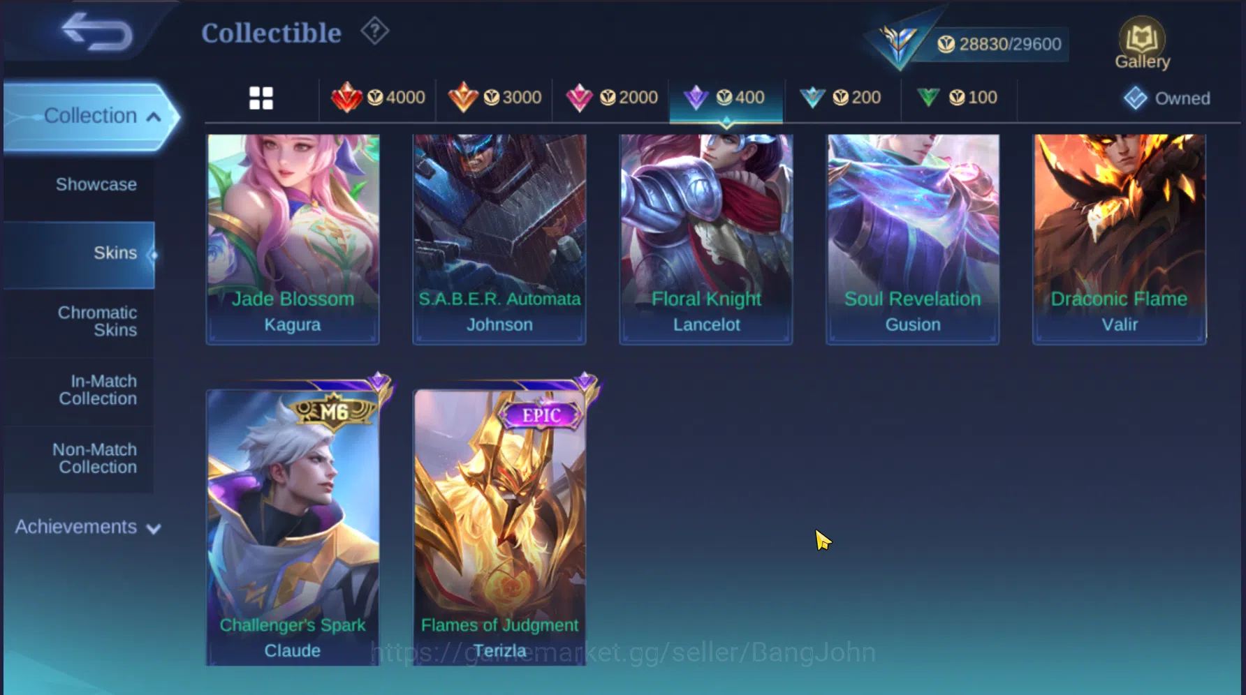 Mobile Legends: Bang Bang Accounts Others "Hero 105 | Skin 143 | Emblem All max | KOF Karina | LuckyBox Saber | Epic 9