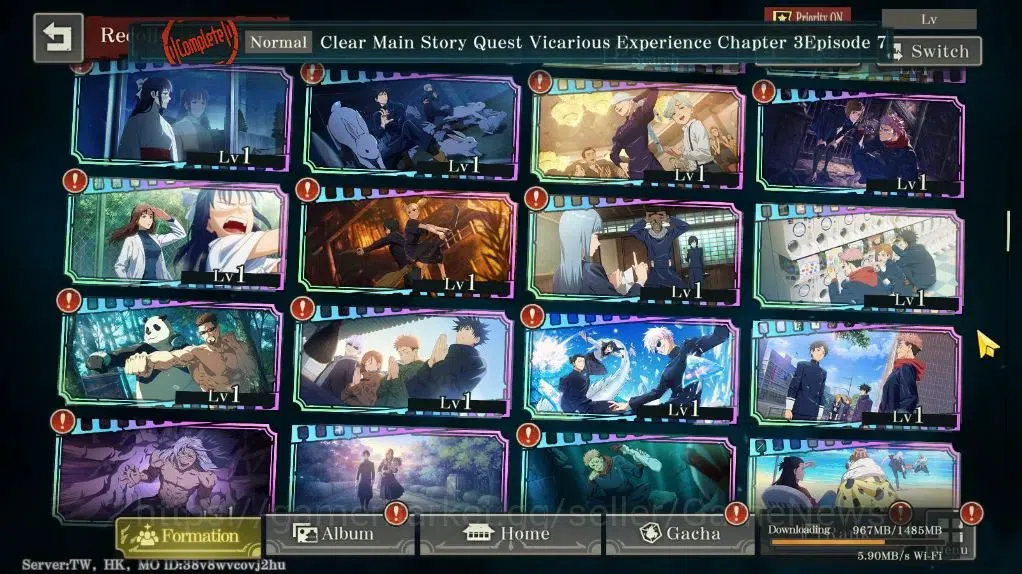 Jujutsu Kaisen: Phantom Parade Accounts TW,HK|PR 43 Ready Gacha 71K Cube|34 SSR 4 Limit [Entrust Yuji,Awk GojoA1,FF 10