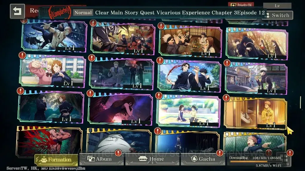 Jujutsu Kaisen: Phantom Parade Accounts TW,HK|PR 43 Ready Gacha 71K Cube|34 SSR 4 Limit [Entrust Yuji,Awk GojoA1,FF 14