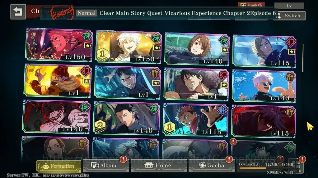Jujutsu Kaisen: Phantom Parade Accounts TW,HK|PR 43 Ready Gacha 71K Cube|34 SSR 4 Limit [Entrust Yuji,Awk GojoA1,FF 3