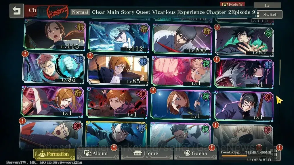 Jujutsu Kaisen: Phantom Parade Accounts TW,HK|PR 43 Ready Gacha 71K Cube|34 SSR 4 Limit [Entrust Yuji,Awk GojoA1,FF 4