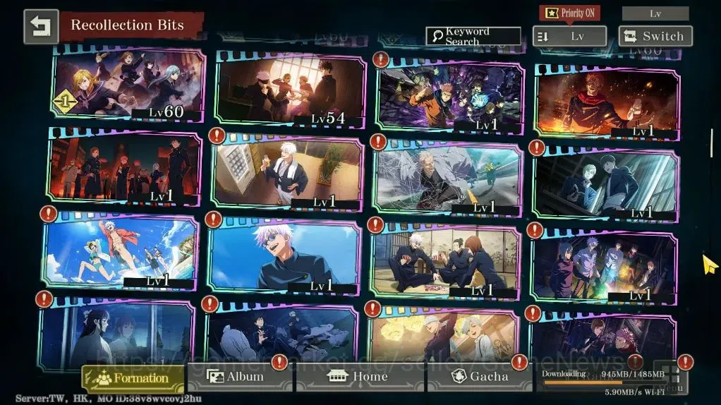 Jujutsu Kaisen: Phantom Parade Accounts TW,HK|PR 43 Ready Gacha 71K Cube|34 SSR 4 Limit [Entrust Yuji,Awk GojoA1,FF 9