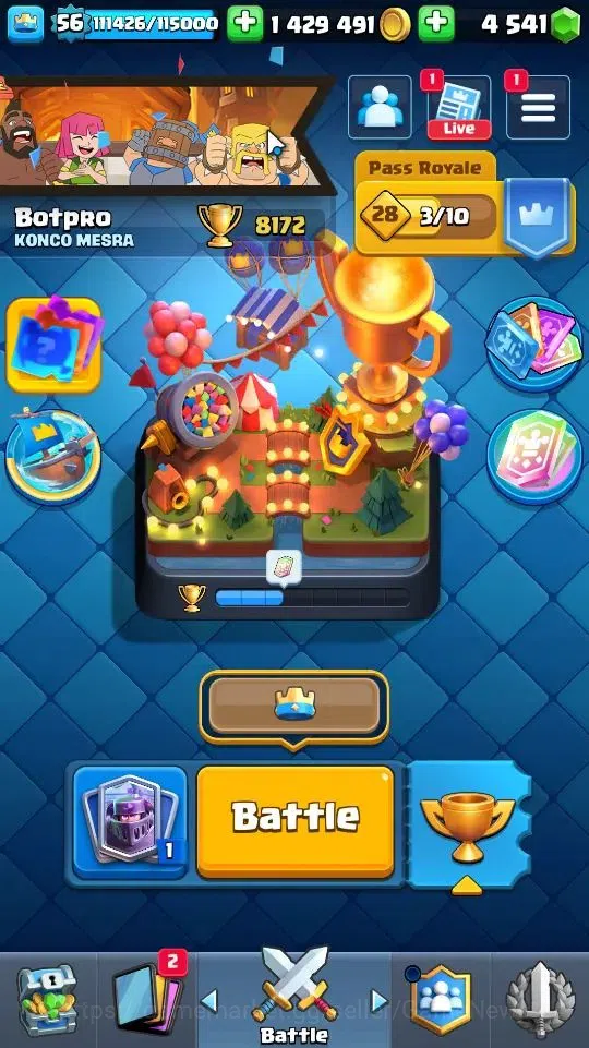 Clash Royale Accounts Lv56|KTL 15|Trophy 8172|Card 121|16 EVO,2 Hero,8 C image 1