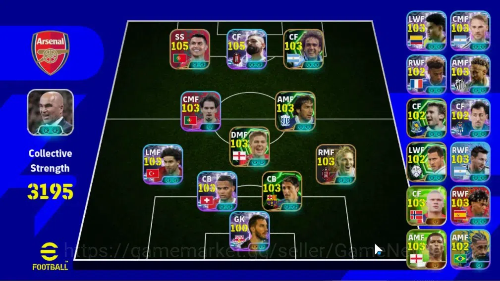 eFootball Accounts Legends & Iconic Players Android|8 Epic (Cristiano Ronaldo,Steven Gerrard,Edmilson,Dirk Kuyt,Gabriel 1