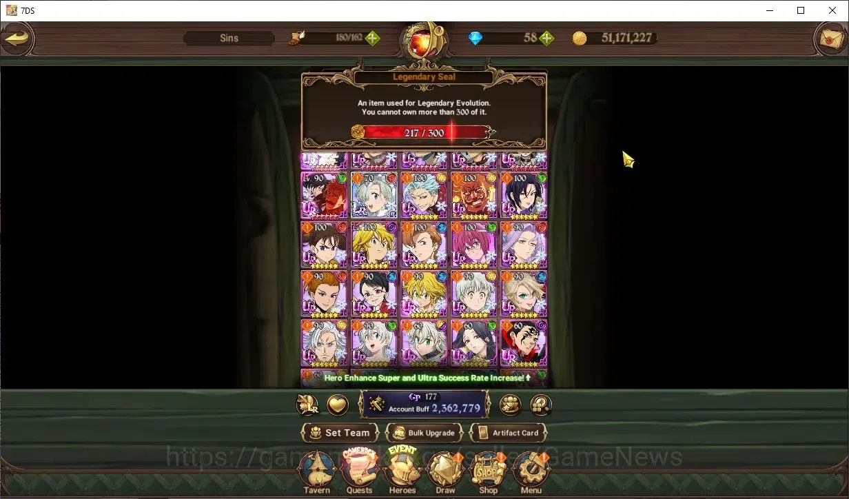 The Seven Deadly Sins: Grand Cross Accounts Endgame GLOBAL|2,3M CC|217 LS|1 LR 7 UR+FullCollab Gachia|P 1