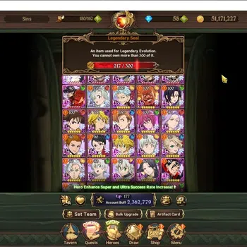 The Seven Deadly Sins: Grand Cross Accounts Endgame GLOBAL|2,3M CC|217 LS|1 LR 7 UR+FullCollab Gachia|P