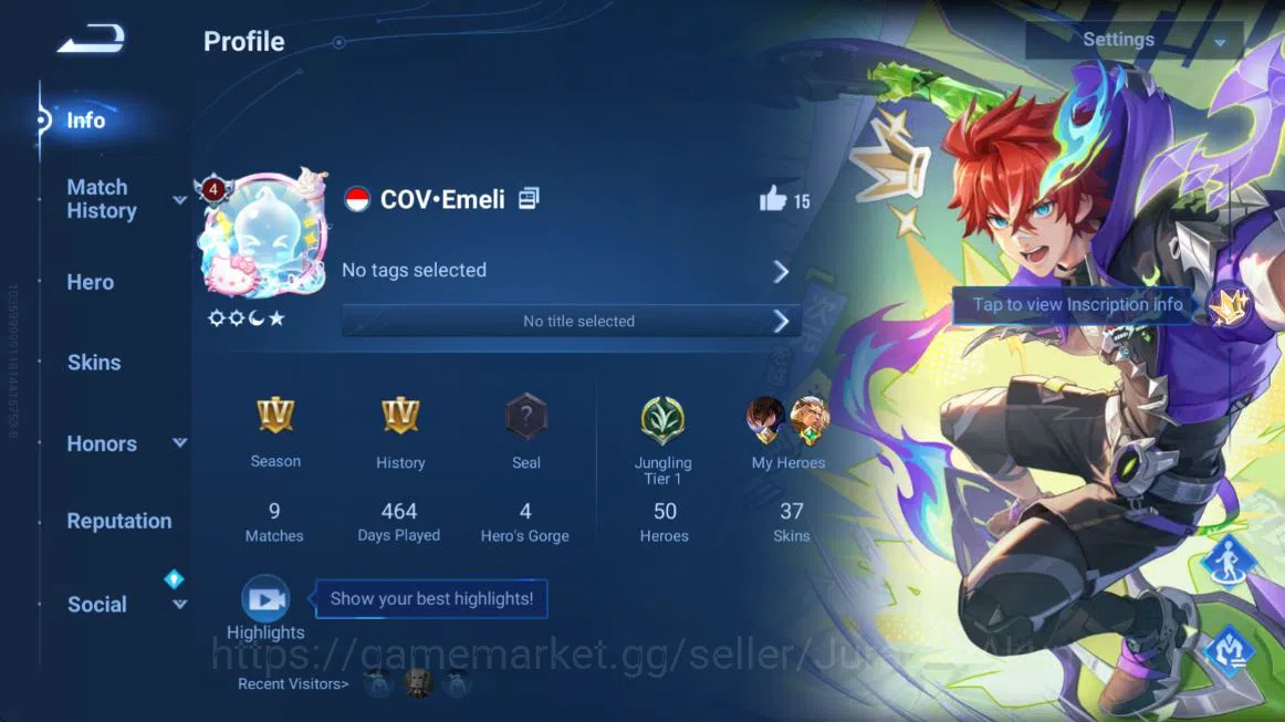 Honor of Kings Accounts Hero 50 Skin 37|Precious Sun Ce,JJk Garo,KWC Alles image 2