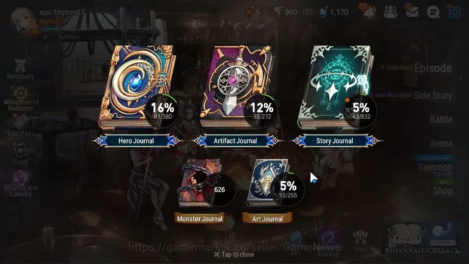 Epic Seven Accounts Global Unverif|New Era|2 ML(Rhiana&Luciel,LQ Charl image 3