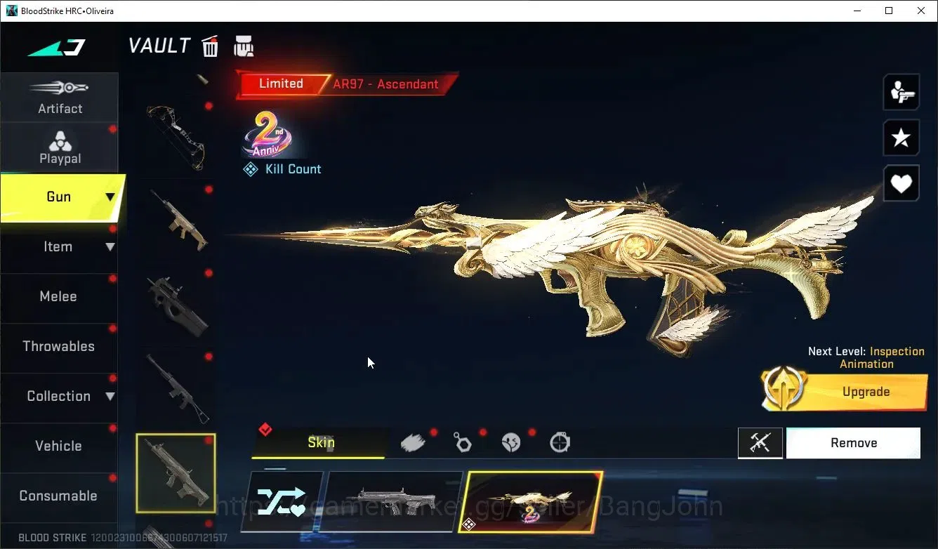 Blood Strike Accounts Collab Skin ASIA|1 ETERNAL:OBZ95-Whisper|6 Collab[7DS/EVA/TR]|5 Limit|12 Ultra Guns|Butterfly 12