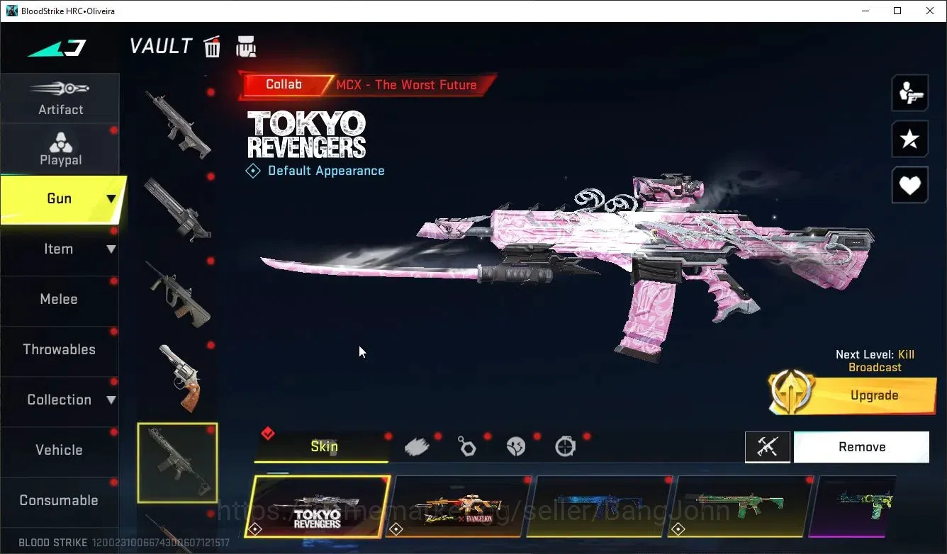 Blood Strike Accounts Collab Skin ASIA|1 ETERNAL:OBZ95-Whisper|6 Collab[7DS/EVA/TR]|5 Limit|12 Ultra Guns|Butterfly 13