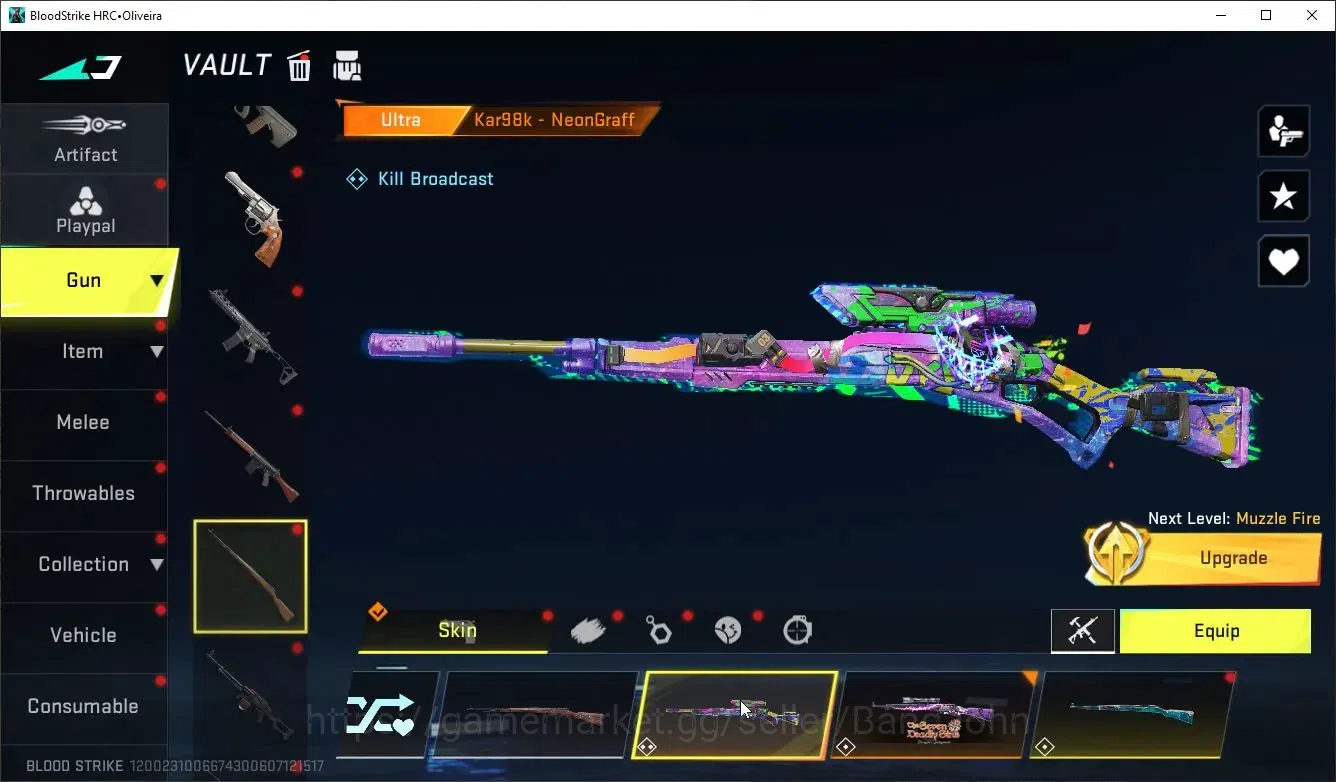 Blood Strike Accounts Collab Skin ASIA|1 ETERNAL:OBZ95-Whisper|6 Collab[7DS/EVA/TR]|5 Limit|12 Ultra Guns|Butterfly 16