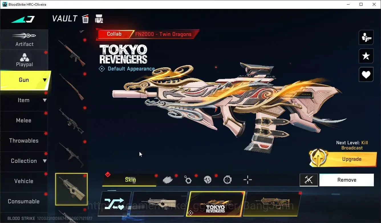 Blood Strike Accounts Collab Skin ASIA|1 ETERNAL:OBZ95-Whisper|6 Collab[7DS/EVA/TR]|5 Limit|12 Ultra Guns|Butterfly 17