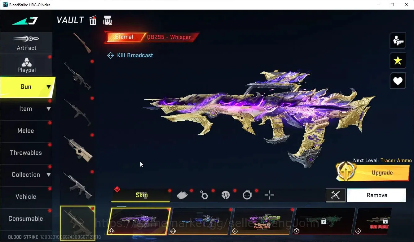 Blood Strike Accounts Collab Skin ASIA|1 ETERNAL:OBZ95-Whisper|6 Collab[7DS/EVA/TR]|5 Limit|12 Ultra Guns|Butterfly 18