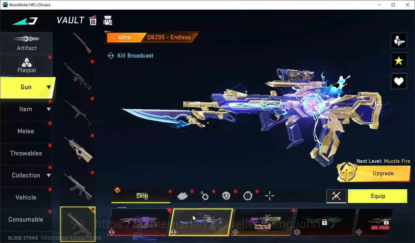 Blood Strike Accounts Collab Skin ASIA|1 ETERNAL:OBZ95-Whisper|6 Collab[7DS/EVA/TR]|5 Limit|12 Ultra Guns|Butterfly 19