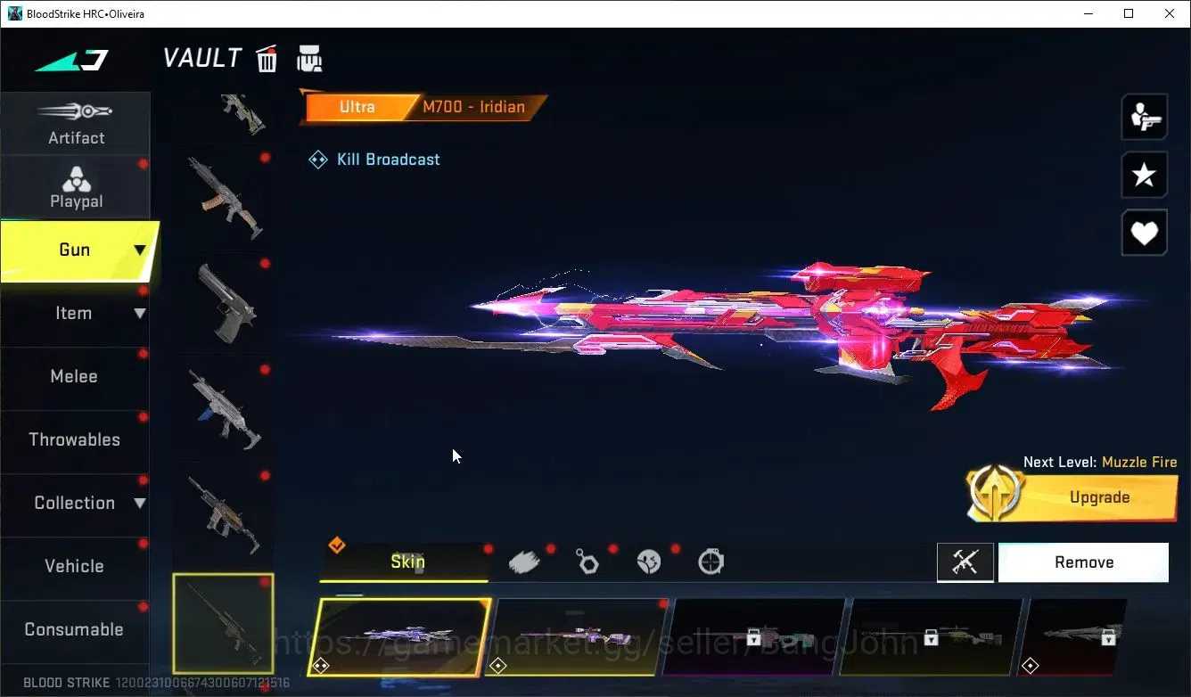 Blood Strike Accounts Collab Skin ASIA|1 ETERNAL:OBZ95-Whisper|6 Collab[7DS/EVA/TR]|5 Limit|12 Ultra Guns|Butterfly 9