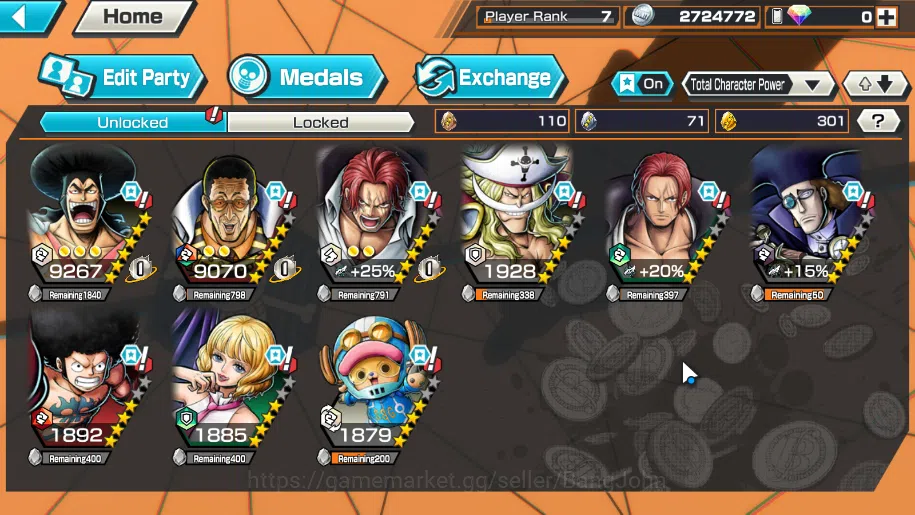 One Piece Bounty Rush Accounts GLOBAL | ex 4 | borsalino, DD shanks, great pirate image 3