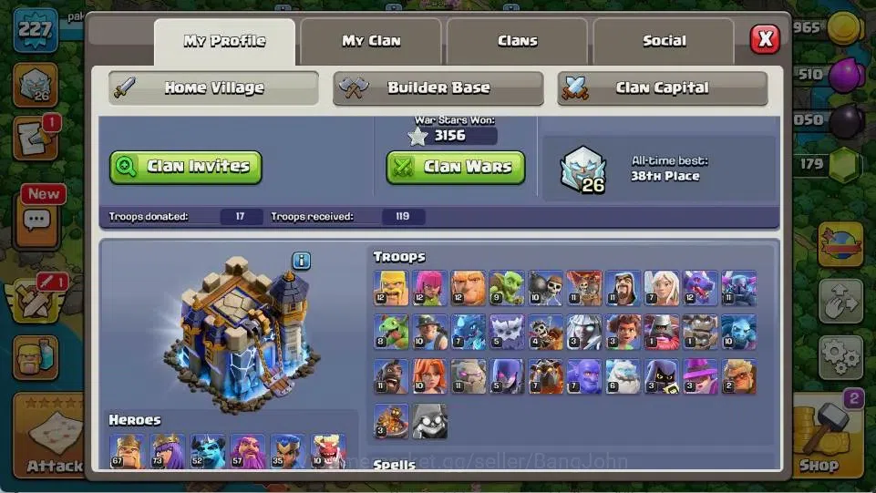 Clash of Clans Accounts Global | TH 18-BH 10 | LVL 227 | AQ 73 ,MP 52 ,GW image 1