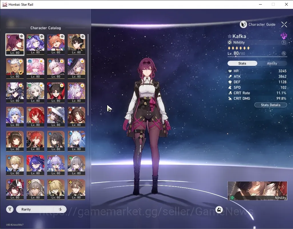 Honkai Star Rail Accounts Others Asia|TL 70|1 GC|1 Team Prem|25 Limited|(Acheron E1,Therta,Evernight,Fugue)+Sign 1