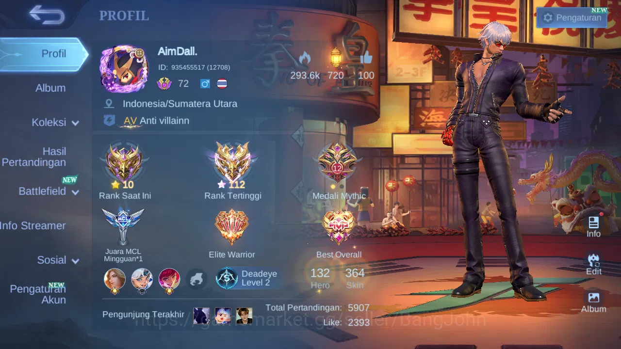 Mobile Legends: Bang Bang Accounts Hero 132 Skin 364 | Legend Franco | KOF Gusion, Dy image 1